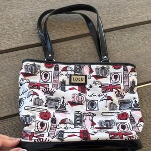 Lulu Guinness White, Pink & Black London Print Tote